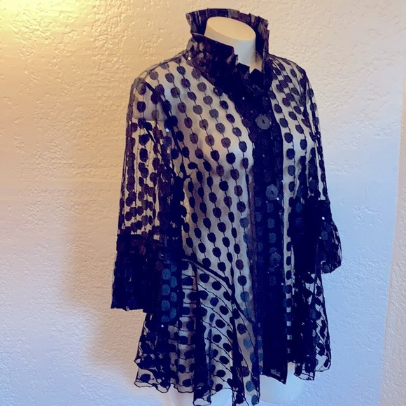 Joseph Ribkoff Tops - 𝅺JOSEPH RIBKOFF sheer beaded shimmering blouse.SZ 10.Made in Canada.